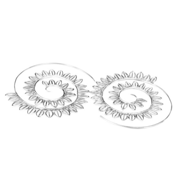 Gold or Silver Spiral Leaf Infinity Earrings - Picture 5 of 5